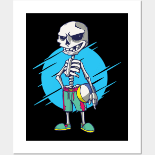 skeleton volley beach Posters and Art
